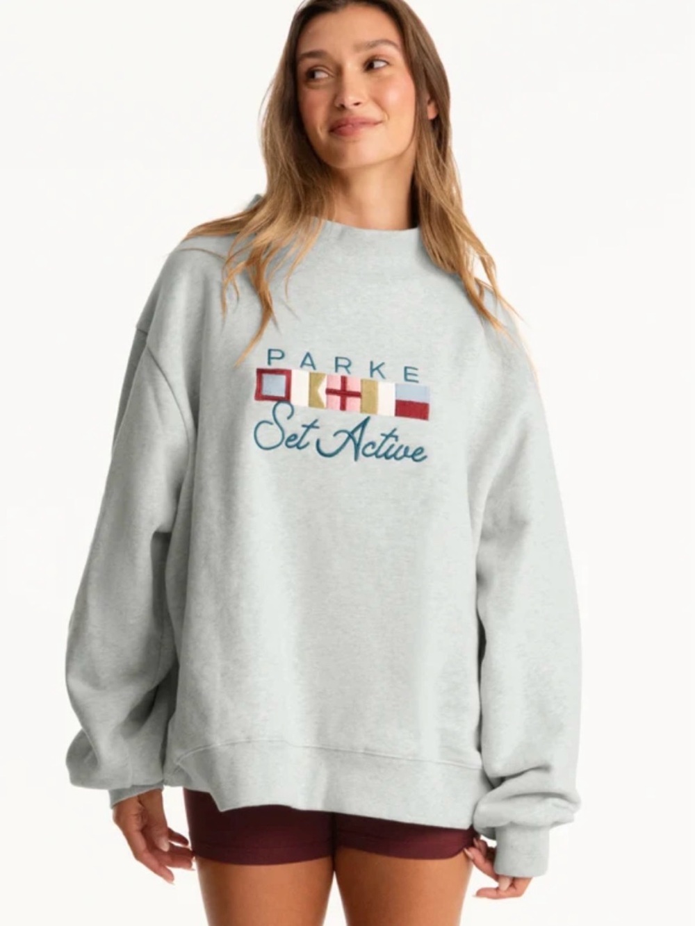 Parker Light Gray 'Set Active' Logo Pullover Sweatshirt